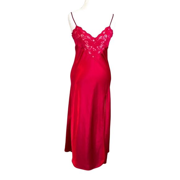 Vintage 90s Y2K Victorias Secret Slip Maxi Dress Size M Red Romantic Feminine - Picture 1 of 11